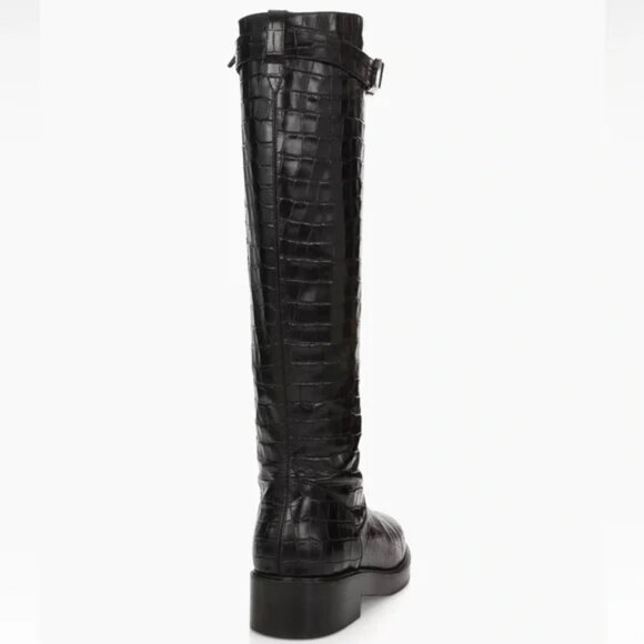 Staud Claud Buckle Riding Boots - Black Crocodile Size 38 - New with tags (NWT) - Picture 10 of 11